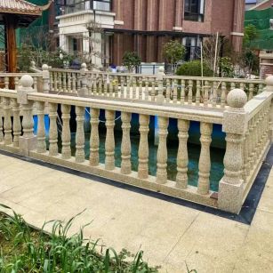 东莞黄金麻花岗岩石材栏杆，扶手，将军柱，花瓶柱