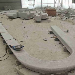 东莞 芝麻白花岗岩弧形花坛石，坐凳石