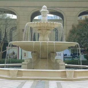 东莞 黄金麻花岗岩异型加工——户外庭院石雕流水喷泉