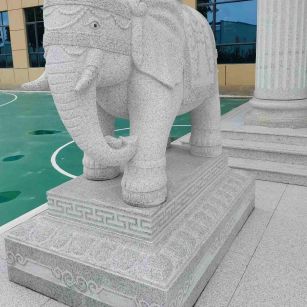 东莞 白麻花岗岩动物异形石雕-大象