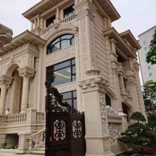 东莞 黄金麻花岗岩别墅外墙干挂效果展示