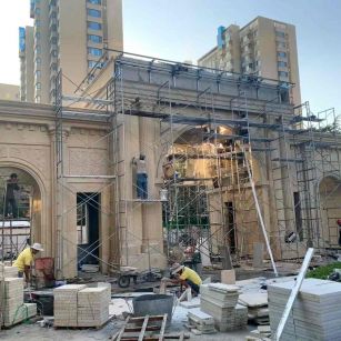 东莞 黄金麻荔枝面花岗岩小区门楼外墙干挂