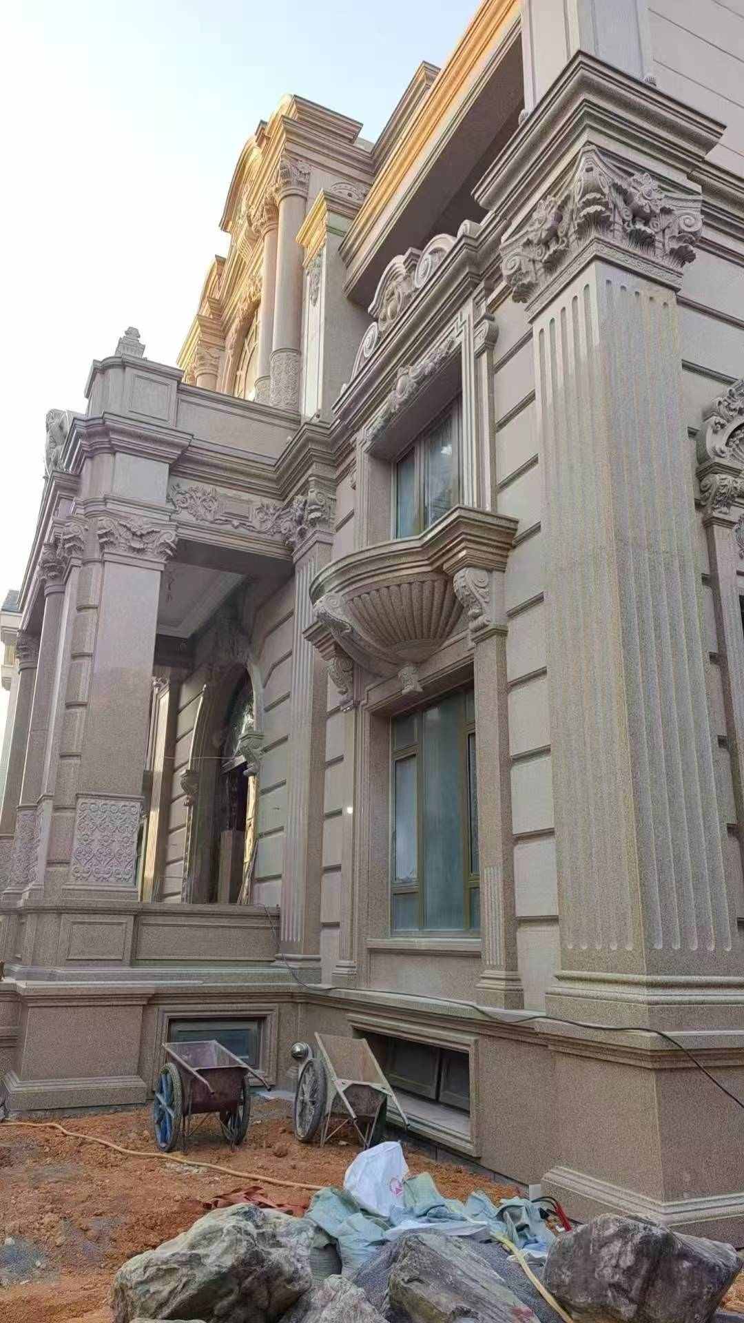 东莞 黄金麻花岗岩光面别墅外墙干挂施工完成