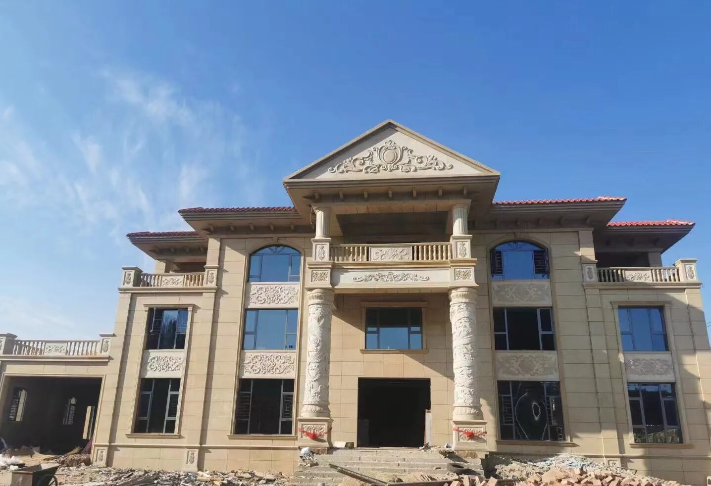 东莞 黄金麻花岗岩别墅外墙干挂